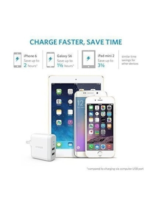 ANKER - CARREGADOR ULTRA RÁPIDO 3.0 - 24 WATTS - 2 PORTAS USB ANKER - CARREGADOR ULTRA RÁPIDO 3.0 - 24 WATTS - 2 PORTAS USB