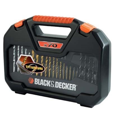 BLACK & DECKER - JOGO PARA FURAR E PARAFUSAR COM 70 PEÇAS