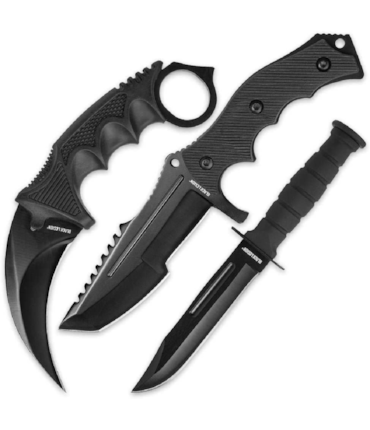 BLACK LEGION - CONJUNTO DE FACAS MIDNIGHT BLACK TRIPLE - BV445
