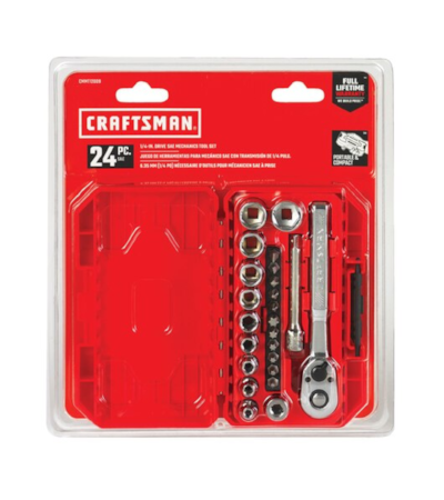 CRAFTSMAN - JOGO DE SOQUETES SEXTAVADOS IMPERIAL E BITS - 24 PCS