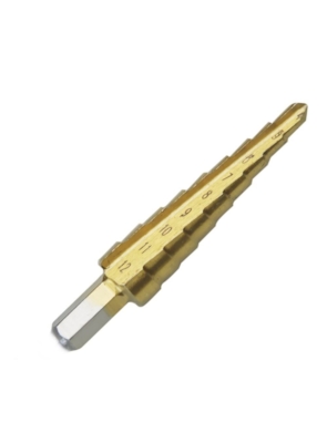 CTPOHR - STRONG - Broca Escalonada HSS, em Titânio, 4 a 12 mm CTPOHR - STRONG - Broca Escalonada HSS, em Titânio, 4 a 12 mm