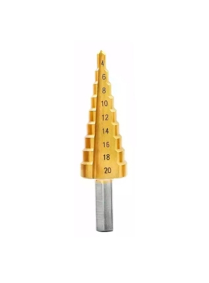 CTPOHR - STRONG - Broca Escalonada HSS, em Titânio, 4 a 20 mm CTPOHR - STRONG - Broca Escalonada HSS, em Titânio, 4 a 20 mm