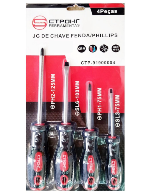 Ctpohr Strong Conjunto De Chaves De Fenda E Phillips 4 Pecas Tools Br