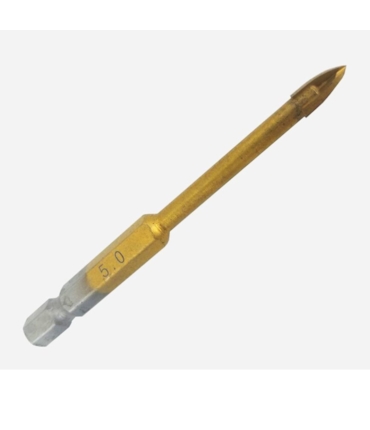 CTPOHR – STRONG – Broca para Vidro 5 mm Ponta Cruzada com revest. em Titânio CTPOHR – STRONG – Broca para Vidro 5 mm Ponta Cruzada com revest. em Titânio