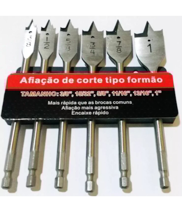 CTPOHR – STRONG – Brocas Chatas Para Madeira Com 6 peças CTPOHR – STRONG – Brocas Chatas Para Madeira Com 6 peças