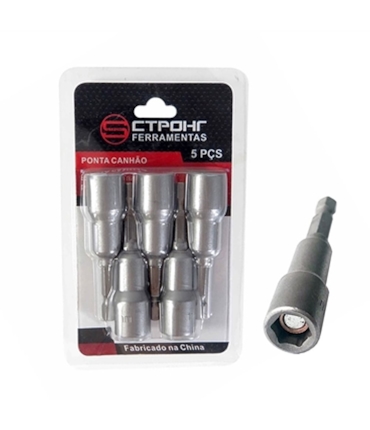 CTPOHR – STRONG – Conjunto de Soquetes Magnéticos tipo Canhão 10 mm Bit 1/4 - 5 Unid