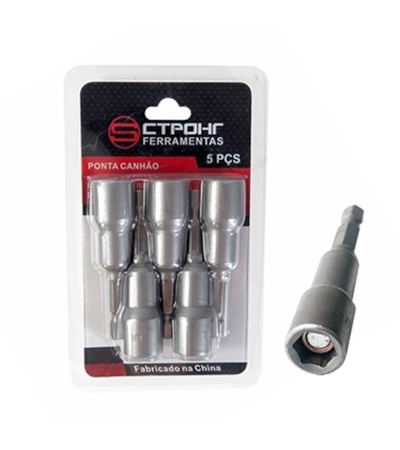 CTPOHR – STRONG – Conjunto de Soquetes Magnéticos tipo Canhão 10 mm Bit 1/4 - 5 Unid