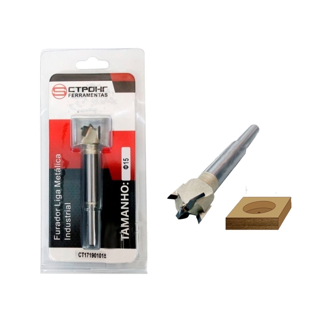 CTPOHR – STRONG – Fresa Broca Forstner 15 mm para Dobradiças, Minix e outras Furações