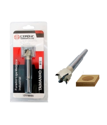 CTPOHR – STRONG – Fresa Broca Forstner 15 mm para Dobradiças, Minix e outras Furações