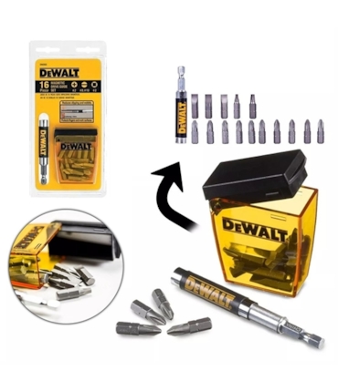 DEWALT - JOGO DE 16 PEÇAS COM GUIA MAGNÉTICA - DW2053 DEWALT - JOGO DE 16 PEÇAS COM GUIA MAGNÉTICA - DW2053