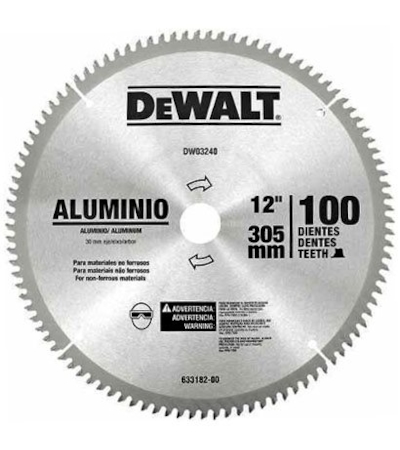 DEWALT - SERRA DE VÍDEA PARA ALUMINIO 12 COM 100 DENTES - DW03240