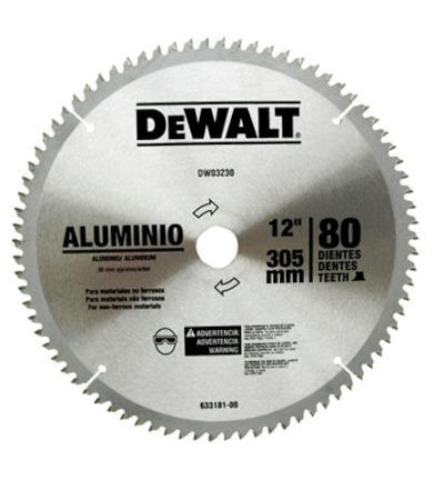 DEWALT - SERRA DE VÍDEA PARA ALUMINIO 12 COM 80 DENTES - DW03230