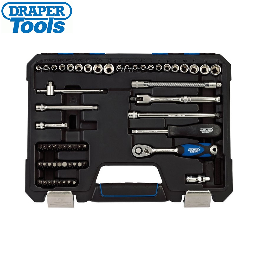 DRAPER - CONJUNTO CHAVE CATRACA E SOQUETES - 60 PCS - Tools BR