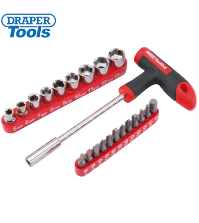 DRAPER - CONJUNTO DE BITS E SOQUETES REDLINE - 22 PCS