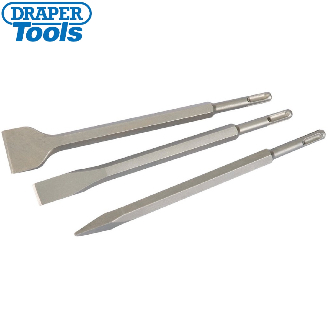 DRAPER - CONJUNTO DE TALHADEIRAS E PONTEIRO SDS PLUS - 3 PCS