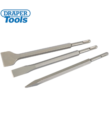 DRAPER - CONJUNTO DE TALHADEIRAS E PONTEIRO SDS PLUS - 3 PCS