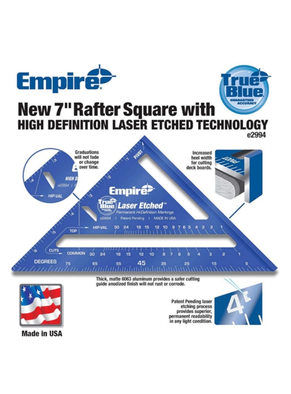 EMPIRE LEVEL - HIGH DEFINITION RAFTER SQUARE - ESQUADRO DE ALTA ...