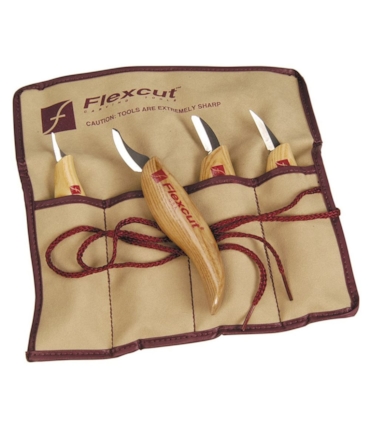 Flexcut - 4 Carving Knife Set - Conjunto com 4 Facas/Formões para Entalhe Flexcut - 4 Carving Knife Set - Conjunto com 4 Facas/Formões para Entalhe