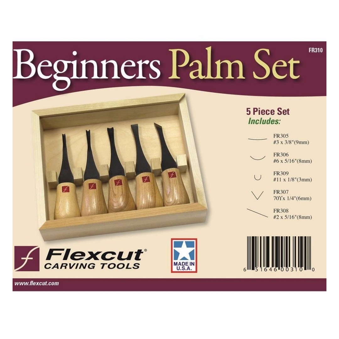 FLEXCUT - BEGINNERS PALM SET - CONJUNTO COM 5 GOIVAS E FACAS PARA ENTALHE