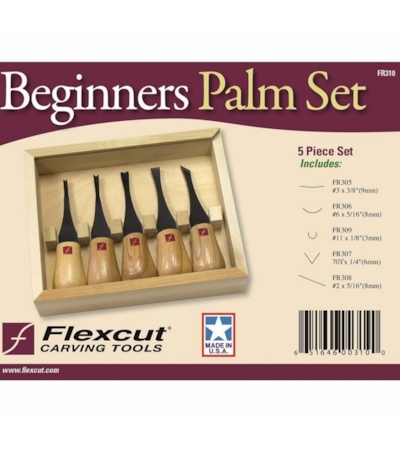 FLEXCUT - BEGINNERS PALM SET - CONJUNTO COM 5 GOIVAS E FACAS PARA ENTALHE