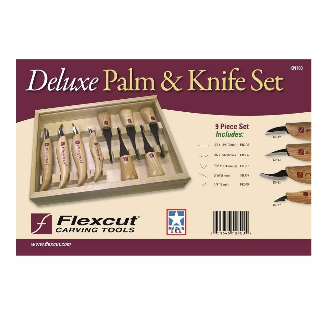 FLEXCUT - DELUXE PALM & KNIFE SET - CONJUNTO COM 9 FACAS E GOIVAS DE LUXO