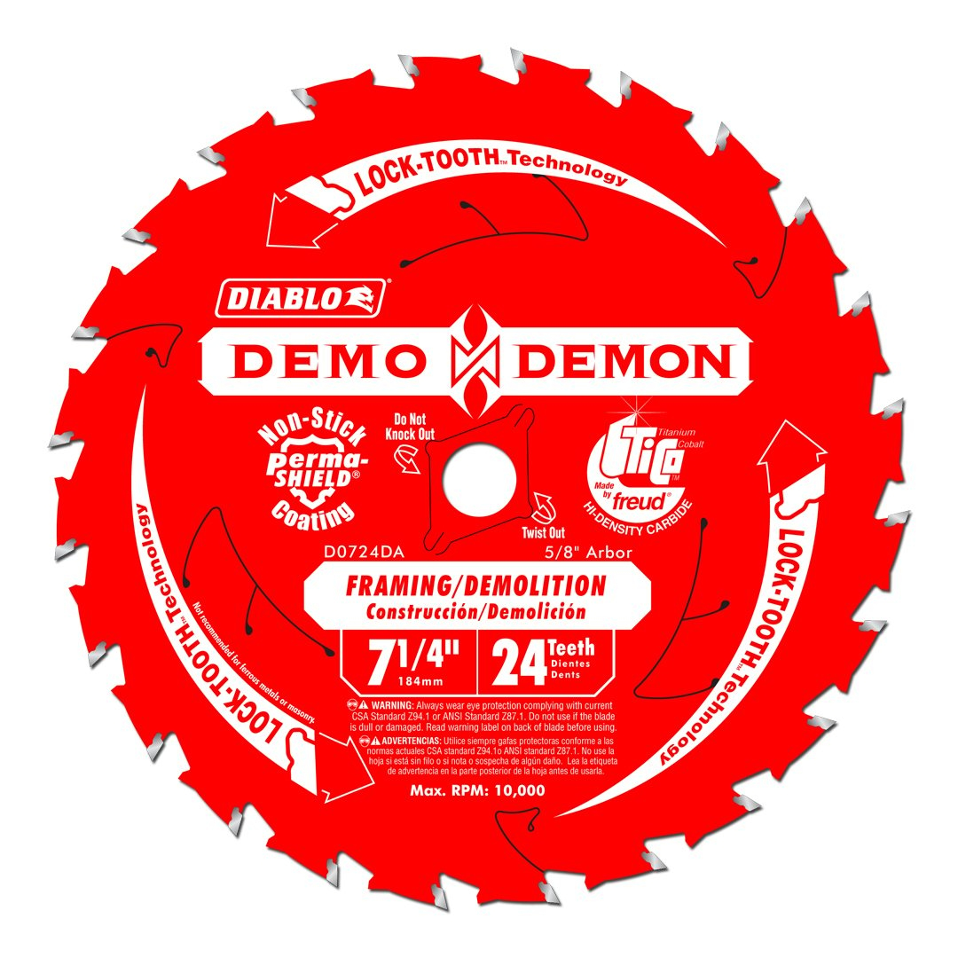 FREUD DIABLO DEMON - DISCO DE SERRA PARA FRAMING  - 24 DENTES - 7,25 POLEG. - D0724DA