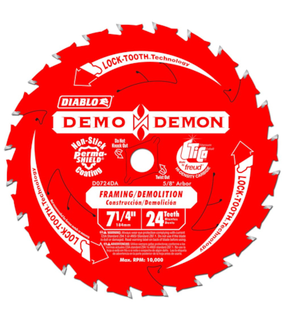 FREUD DIABLO DEMON - DISCO DE SERRA PARA FRAMING  - 24 DENTES - 7,25 POLEG. - D0724DA