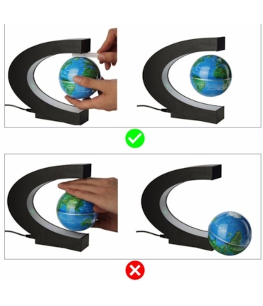 GLOBOS FLUTUANTES MAGNÉTICOS COM LED - PLANETA TERRA - AZUL, PRATA E MARROM - 3 X 1