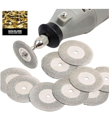 GOLDLINE - 10 MINI DISCOS DIAMANTADOS DE CORTE PARA DREMEL E MICRORRETÍFICA - 20 MM