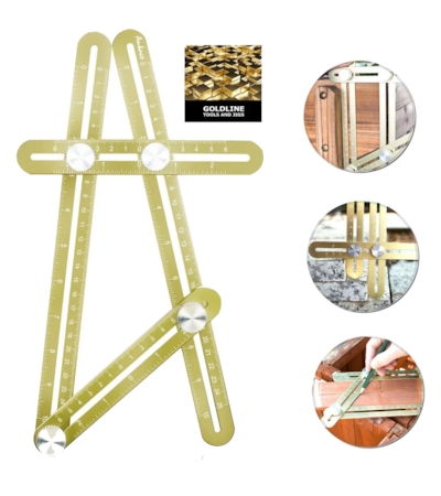 GOLDLINE - ANGLE IZER - ESQUADRO MULTI-ÂNGULO EM LIGA DE METAL PREMIUM - DOURADO