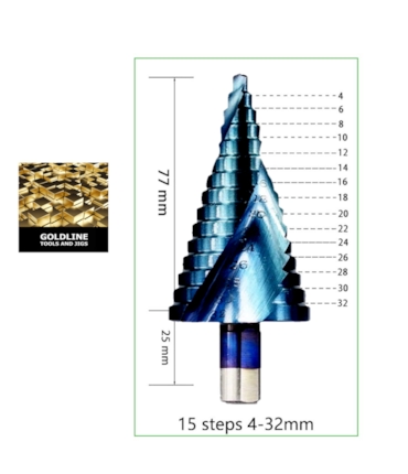 GOLDLINE - BROCA ESCALONADA EM AÇO TRATADO P6M5 NANO BLUE GOLDLINE - BROCA ESCALONADA EM AÇO TRATADO P6M5 NANO BLUE