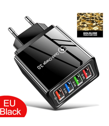 GOLDLINE - CARREGADOR ULTRA RÁPIDO 3.0 - 48 WATTS - 4 PORTAS USB GOLDLINE - CARREGADOR ULTRA RÁPIDO 3.0 - 48 WATTS - 4 PORTAS USB