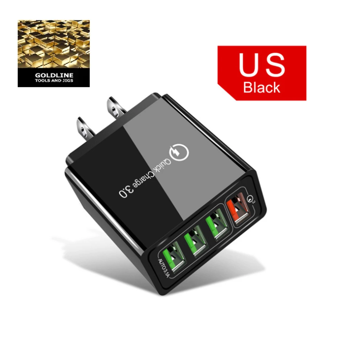GOLDLINE - CARREGADOR ULTRA RÁPIDO 3.0 - 48 WATTS - 4 PORTAS USB - TOMADA USA
