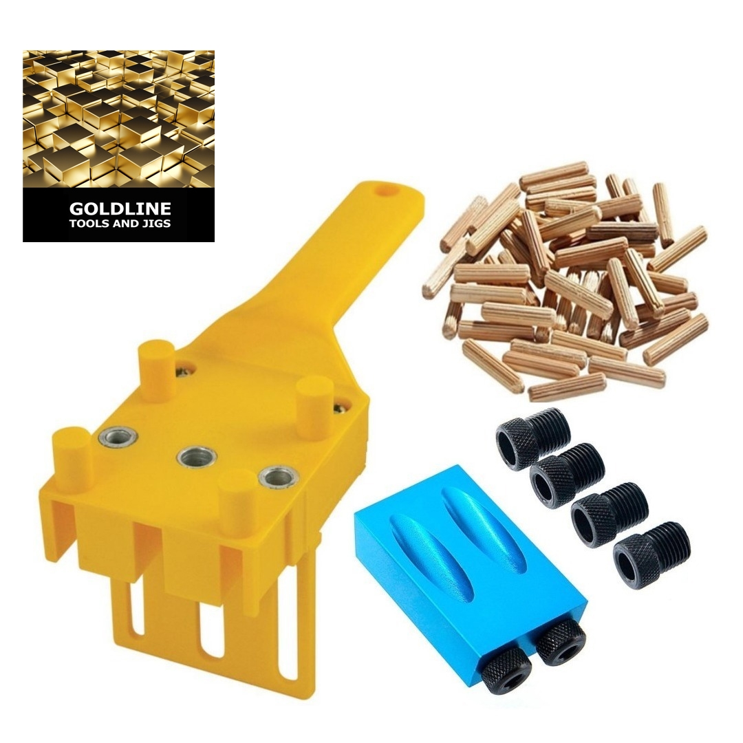 GOLDLINE - COMBO GABARITO PARA CAVILHAS E POCKET HOLE JIG