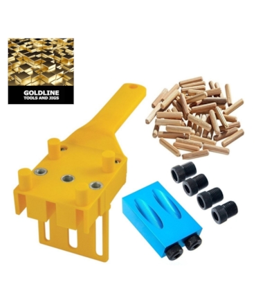 GOLDLINE - COMBO GABARITO PARA CAVILHAS E POCKET HOLE JIG GOLDLINE - COMBO GABARITO PARA CAVILHAS E POCKET HOLE JIG