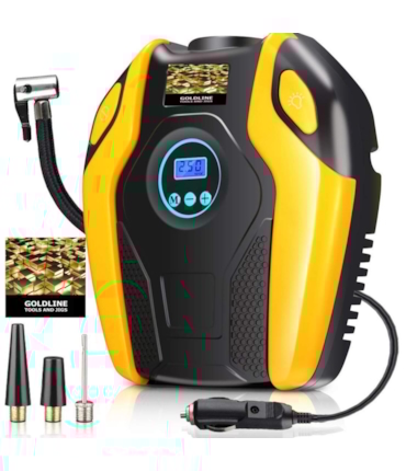 GOLDLINE - COMPRESSOR DIGITAL DE AR PORTÁTIL - 12 VOLTS - 150 PSI - COM CABO DE ENTRADA 110 V / 220 V GOLDLINE - COMPRESSOR DIGITAL DE AR PORTÁTIL - 12 VOLTS - 150 PSI - COM CABO DE ENTRADA 110 V / 220 V