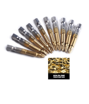 GOLDLINE - CONJUNTO DE BITS PHILLIPS EM TITÂNIO - PH2 GOLDLINE - CONJUNTO DE BITS PHILLIPS EM TITÂNIO - PH2