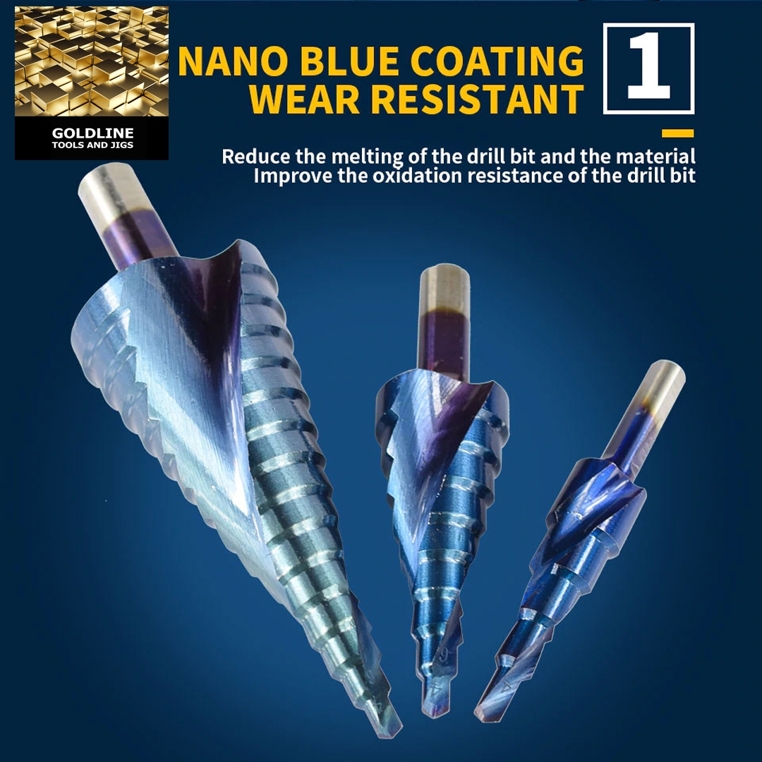 GOLDLINE - CONJUNTO DE BROCAS ESCALONADAS EM AÇO TRATADO P6M5 NANO BLUE