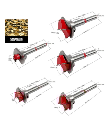 GOLDLINE - CONJUNTO DE BROCAS FORSTNER COM LIMITADORES GOLDLINE - CONJUNTO DE BROCAS FORSTNER COM LIMITADORES