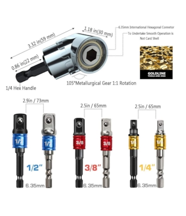 GOLDLINE - CONJUNTO DE MANDRIL E ADAPTADORES PARA SOQUETE CANHÃO - 3 OU 6