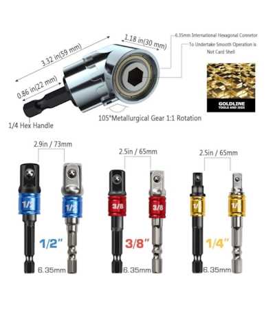 GOLDLINE - CONJUNTO DE MANDRIL E ADAPTADORES PARA SOQUETE CANHÃO - 3 OU 6