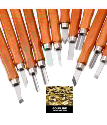 GOLDLINE - ESTOJO PARA ENTALHES COM 12 FORMÕES E PEDRA DE AFIAÇÃO GOLDLINE - ESTOJO PARA ENTALHES COM 12 FORMÕES E PEDRA DE AFIAÇÃO