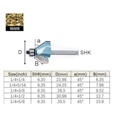 GOLDLINE - FRESA PARA CHANFRAR 45º COM ROLAMENTO - EM METAL DURO