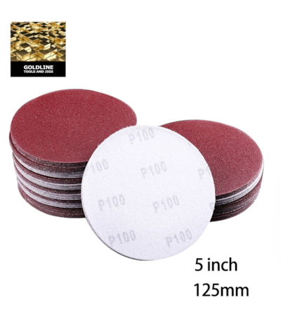 GOLDLINE - KIT COM 10 LIXAS PARA MADEIRA COM VELCRO - 125 MM