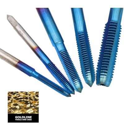 GOLDLINE - KIT COM BROCAS PARA ROSCAS EM AÇO TRATADO M35 NANO BLUE