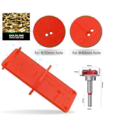 GOLDLINE - KIT PARA DOBRADIÇAS - 35 MM - BROCA FORSTNER EM METAL DURO GOLDLINE - KIT PARA DOBRADIÇAS - 35 MM - BROCA FORSTNER EM METAL DURO