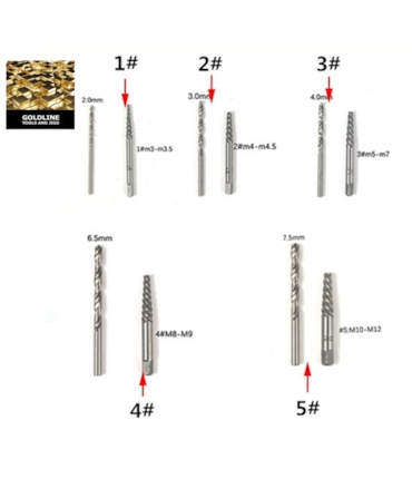 GOLDLINE - KIT PROFISSIONAL PARA EXTRAÇÃO DE PARAFUSOS DANIFICADOS