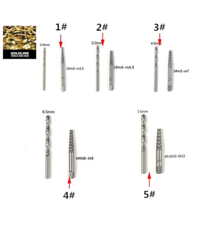 GOLDLINE - KIT PROFISSIONAL PARA EXTRAÇÃO DE PARAFUSOS DANIFICADOS