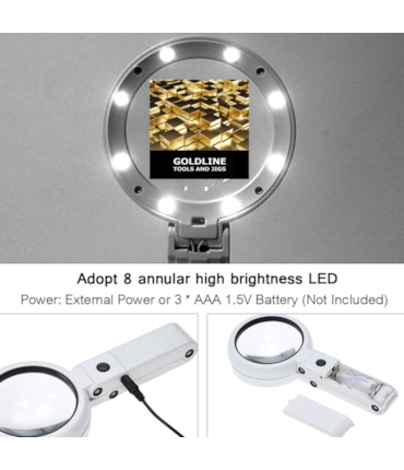 GOLDLINE - LUPA COM SUPORTE E LEDS GOLDLINE - LUPA COM SUPORTE E LEDS