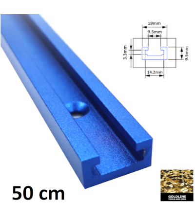 GOLDLINE - T-TRACK EM ALUMÍNIO BLUE COM LARGURA 19MM - TRILHO T